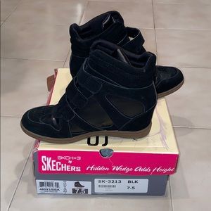 Sketchers Black Wedge Sneakers